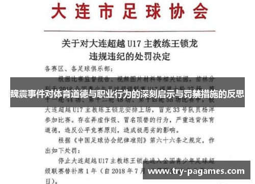 魏震事件对体育道德与职业行为的深刻启示与罚禁措施的反思