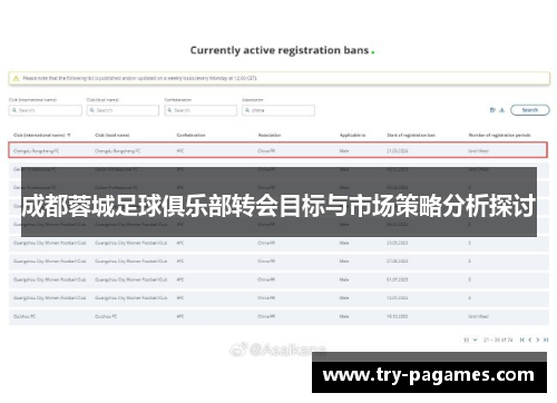 成都蓉城足球俱乐部转会目标与市场策略分析探讨 成都蓉城足球俱乐部转会目标与市场策略分析探讨
