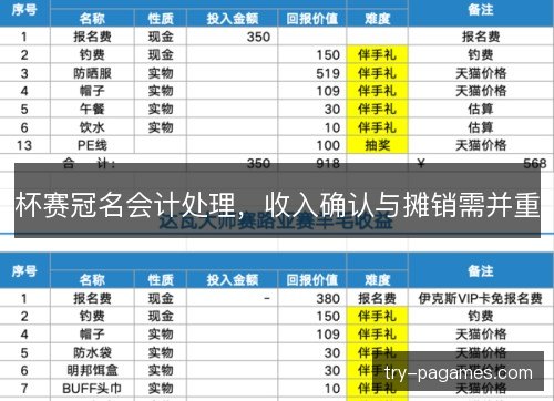 杯赛冠名会计处理，收入确认与摊销需并重